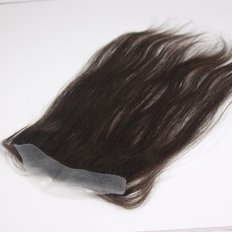 Men and Women Forehead Hairline Toupee 100% Human Hair Skin PU Man Hairpieces 13inch Long Frontal Hair Topper for Receding Natural Hairline Replacement System