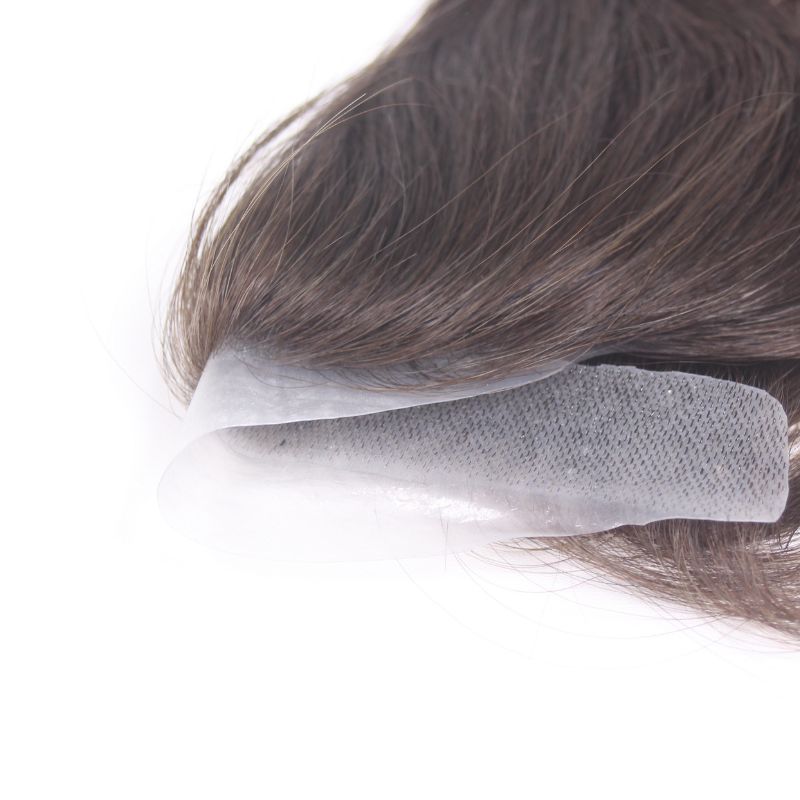 Men and Women Forehead Hairline Toupee 100% Human Hair Skin PU Man Hairpieces 13inch Long Frontal Hair Topper for Receding Natural Hairline Replacement System