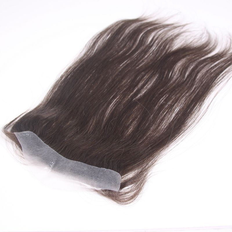 Men and Women Forehead Hairline Toupee 100% Human Hair Skin PU Man Hairpieces 13inch Long Frontal Hair Topper for Receding Natural Hairline Replacement System