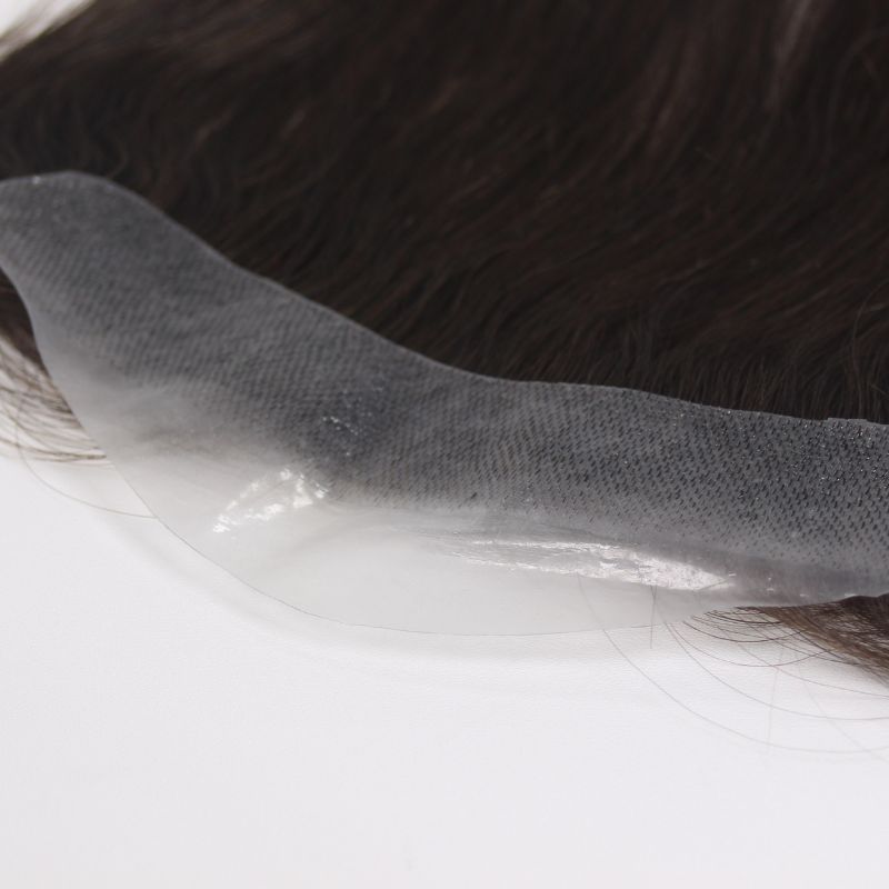 Men and Women Forehead Hairline Toupee 100% Human Hair Skin PU Man Hairpieces 13inch Long Frontal Hair Topper for Receding Natural Hairline Replacement System