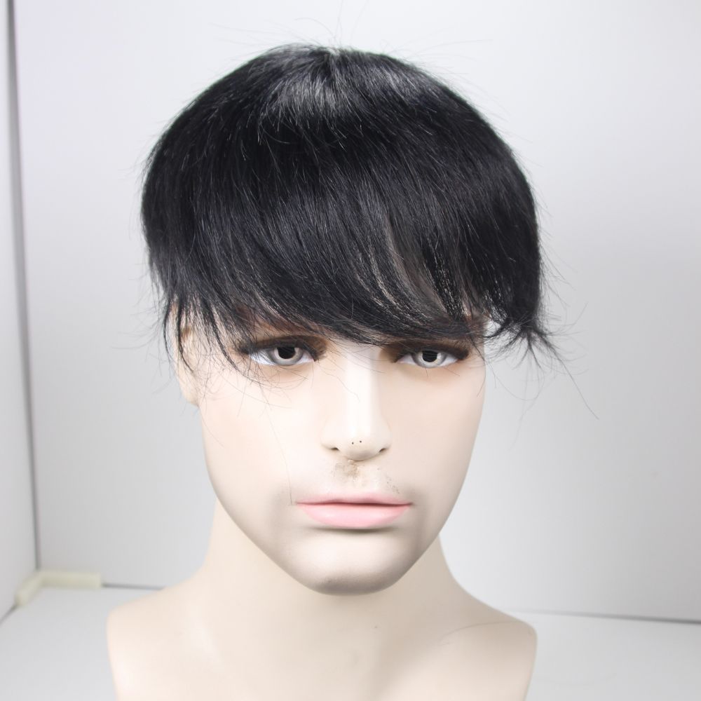 Voloria Hair Men Hair Toupee 100% Human Hair PU Edge Lace Center Injected Top Hair System Lace with PU 130% Density  Hair Replacement 1B Color 13x18cm 15x17cm Base Size 3 inch Cut