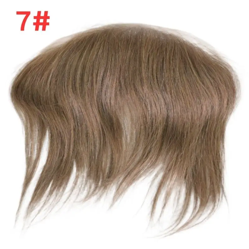 Pwigs 4X18cm Men Lace V Style Frontal Hairline 100% Human Remy Hair Toupee Swiss Lace Man Hairpieces Bleached Knots Hairline 1B