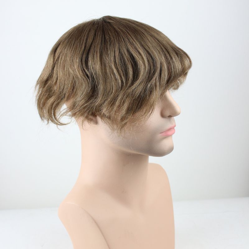 Custom Mono with PU Hair System  For Men Human Hair Thin Breathable Base, Invisible Hairline Premium Men’s Custom Toupee