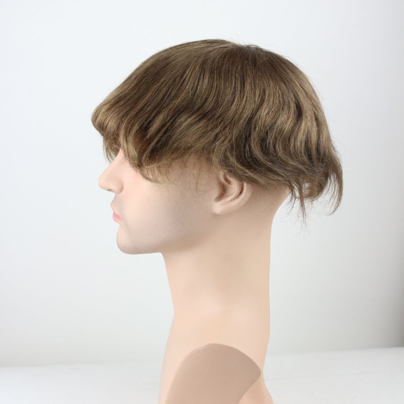 Custom Mono with PU Hair System  For Men Human Hair Thin Breathable Base, Invisible Hairline Premium Men’s Custom Toupee