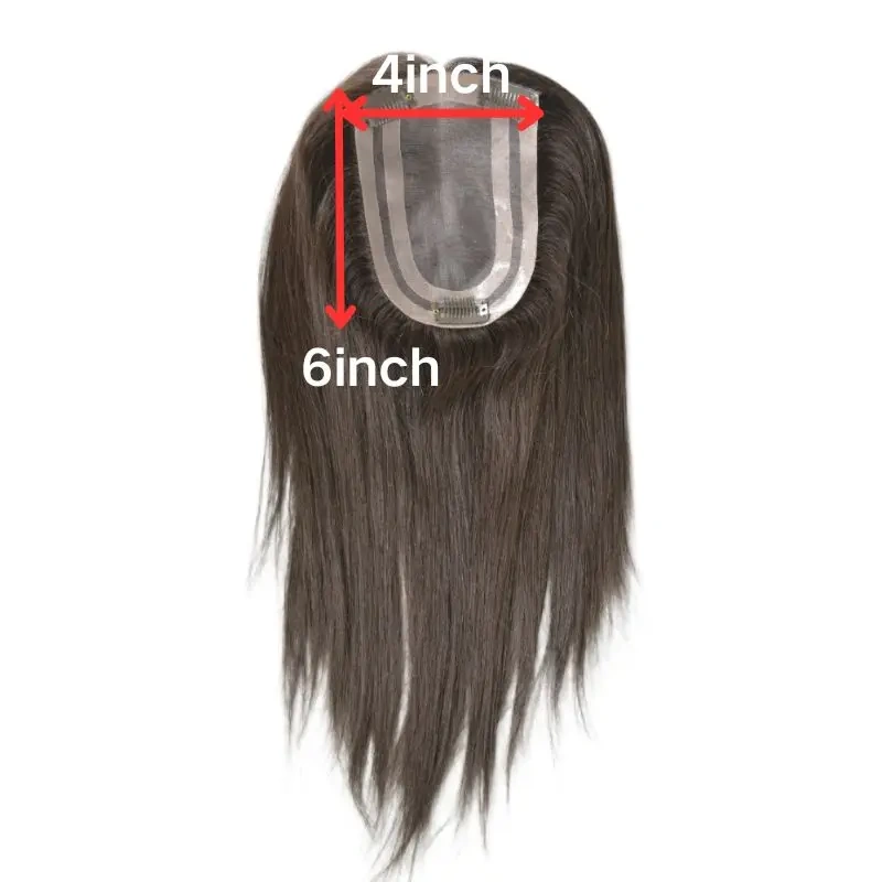 Hair Piece for Men 4x6 Inch Swiss Lace with PU 3#Brow Color Women Toupee 100% European Human Hair System Clip in Hair Topper