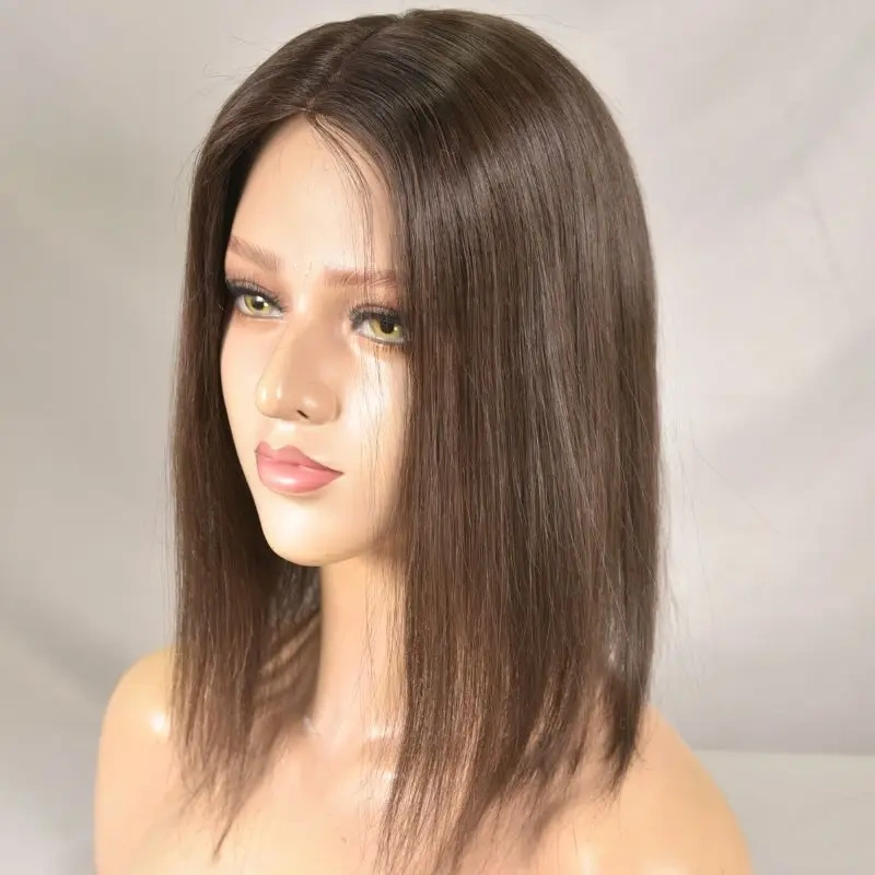 Hair Piece for Men 4x6 Inch Swiss Lace with PU 3#Brow Color Women Toupee 100% European Human Hair System Clip in Hair Topper