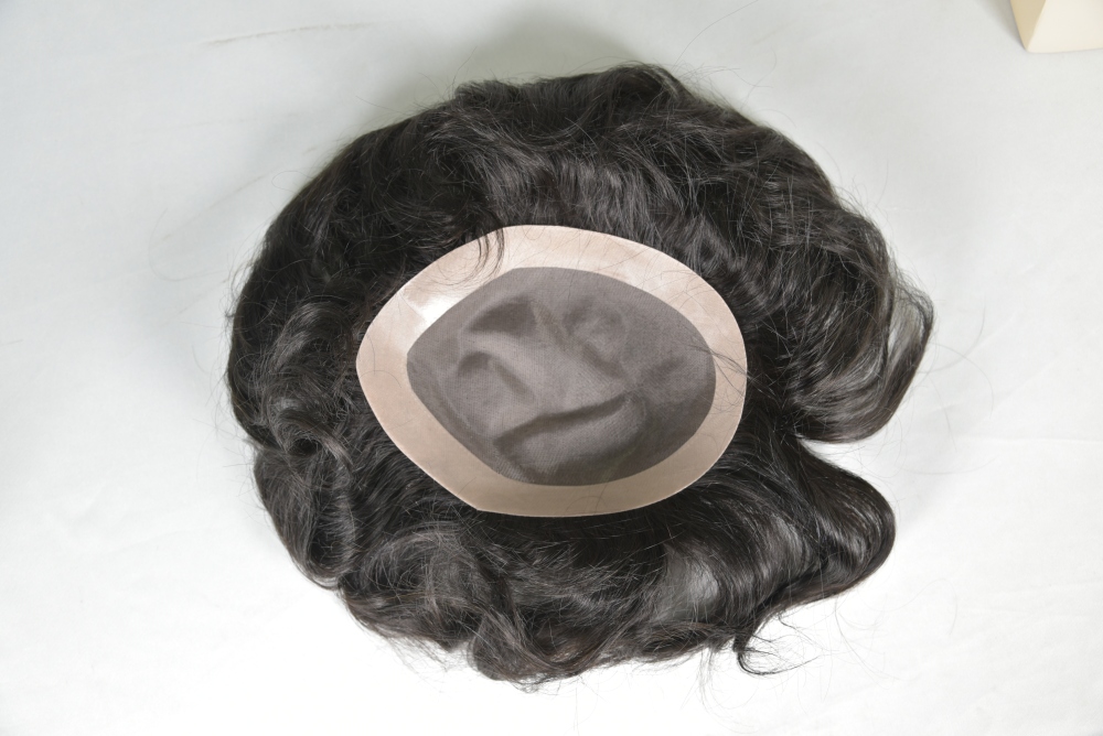 Custom 100% Human Hair Men's Hair HD Mono Lace with NPU around Toupee Hair System