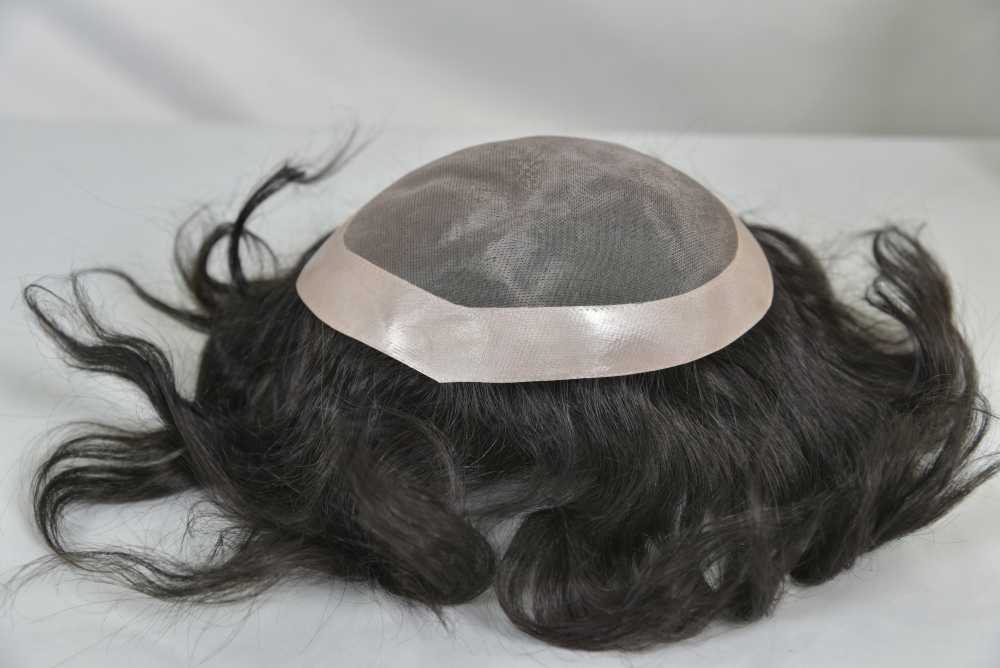 Custom 100% Human Hair Men's Hair HD Mono Lace with NPU around Toupee Hair System
