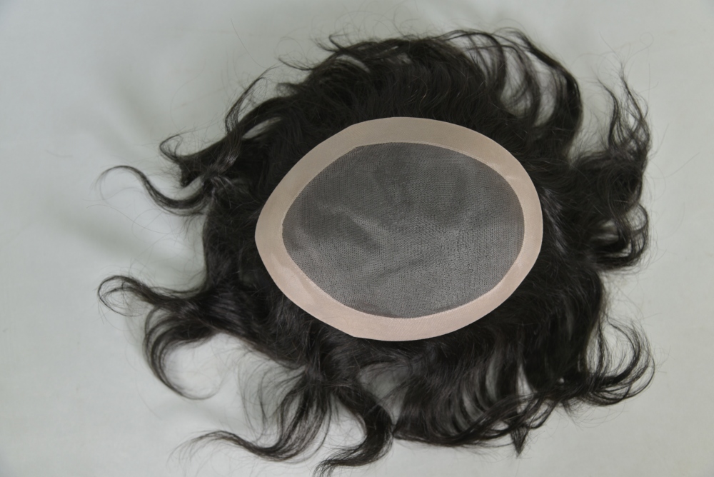 Custom 100% Human Hair Men's Hair HD Mono Lace with NPU around Toupee Hair System