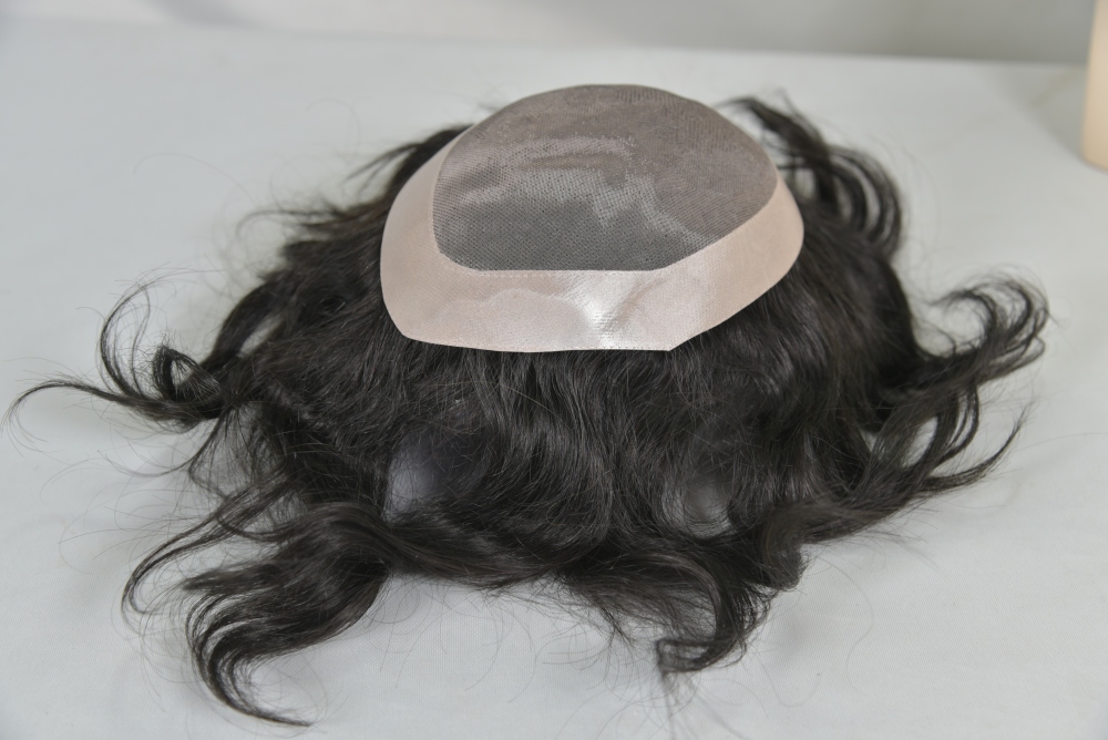 Custom 100% Human Hair Men's Hair HD Mono Lace with NPU around Toupee Hair System