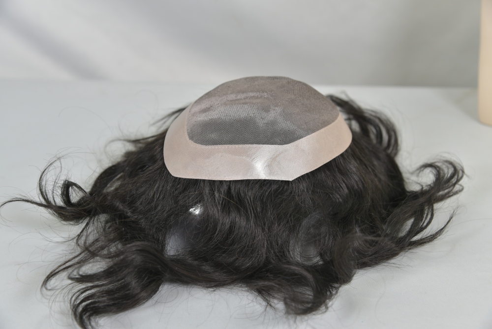 Custom 100% Human Hair Men's Hair HD Mono Lace with NPU around Toupee Hair System