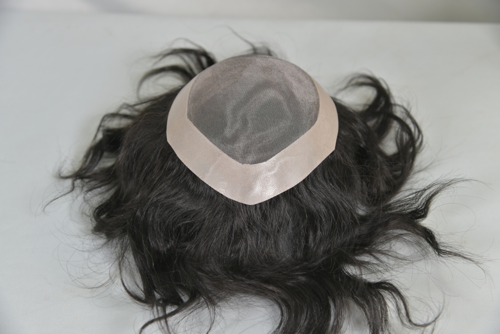 Custom 100% Human Hair Men's Hair HD Mono Lace with NPU around Toupee Hair System