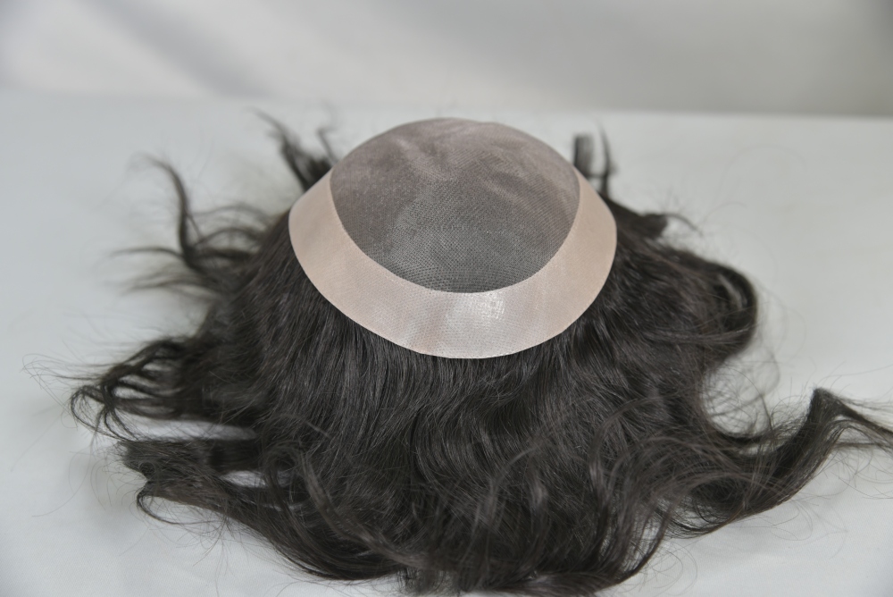 Custom 100% Human Hair Men's Hair HD Mono Lace with NPU around Toupee Hair System