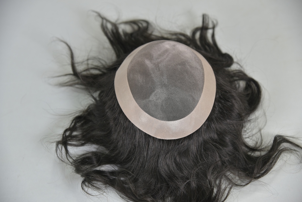 Custom 100% Human Hair Men's Hair HD Mono Lace with NPU around Toupee Hair System