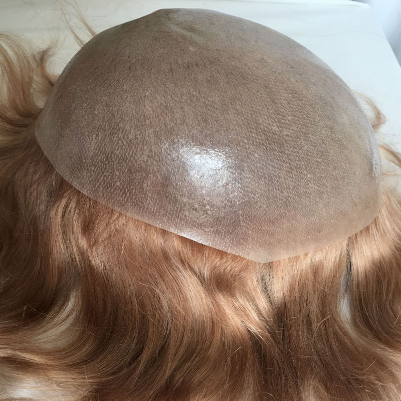 Men's Toupee Color #21 Ultra Thin Skin Men Hairpiece 100% European Human Hair Replacement for Men Hair System 10x8 Full PU V-looped Hair