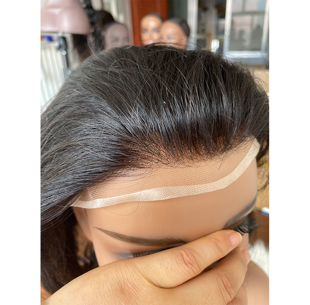 Men’s Toupee Soft Thin Skin PU whit Lace Frontal 10x8inch Hair Replacement for Men's Hairpiece 100% European Human Hair Pieces for Man #3 Color