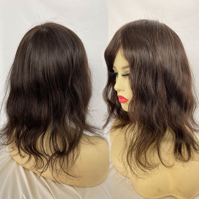 Men's Toupee Long Women Hair Toupee PU Base Straight Human Hair Pieces Brown Hair Replacement Systems Remy Hair 8X10 Long 12inch Men' s Toupee Wig