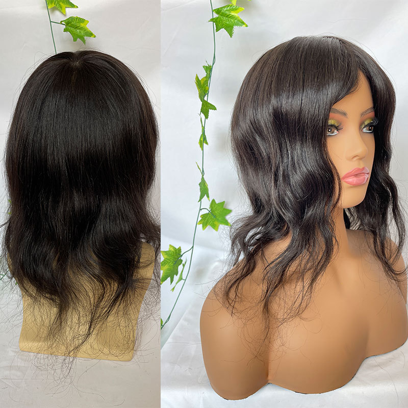 Long Toupee For Men Wigs Human Hair Thin Skin Base Pu Replacement System Remy Hair Pieces Women Toppers 12inch 8x10 Full Pu Toupee Brown 3# Color