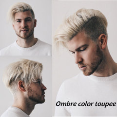 Toupee for Men with Transparent Swiss Lace with PU Around 4T613 Blonde Color 10x8 Brazilian Human Hair Straight Hair Pieces for Men