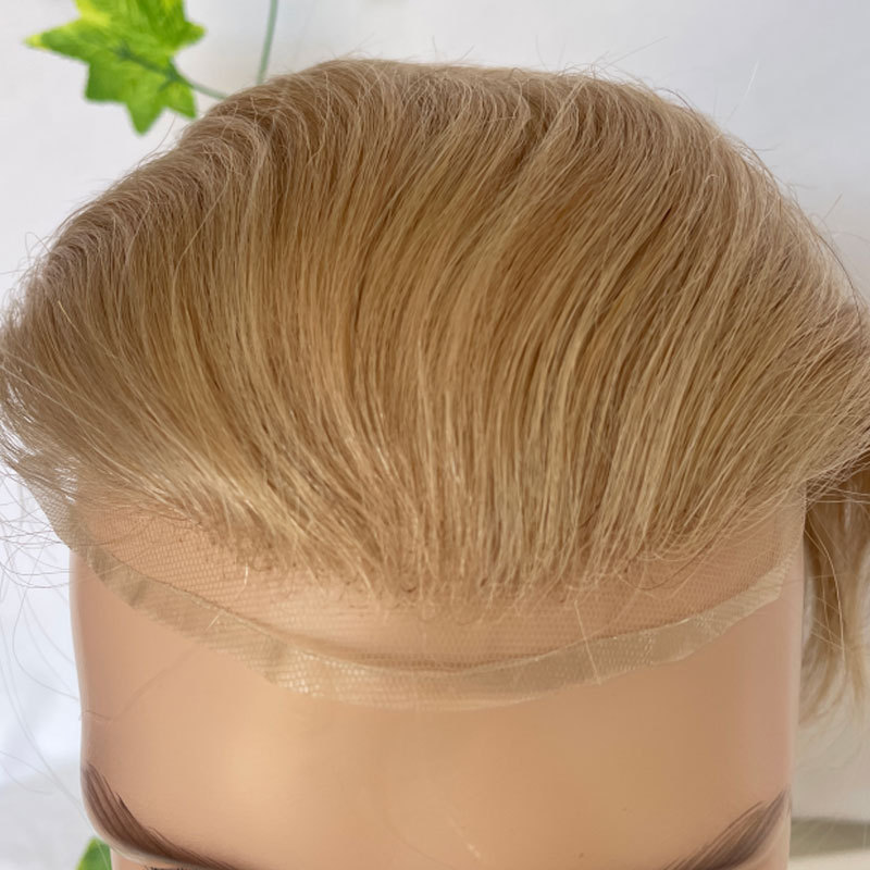 Voloria Human Hair Toupee for Men PU Skin Lace Front Hair Men Wigs Toupee French Lace Front PU V-looped Hair Systems for Men 8x10 Inch 22# color