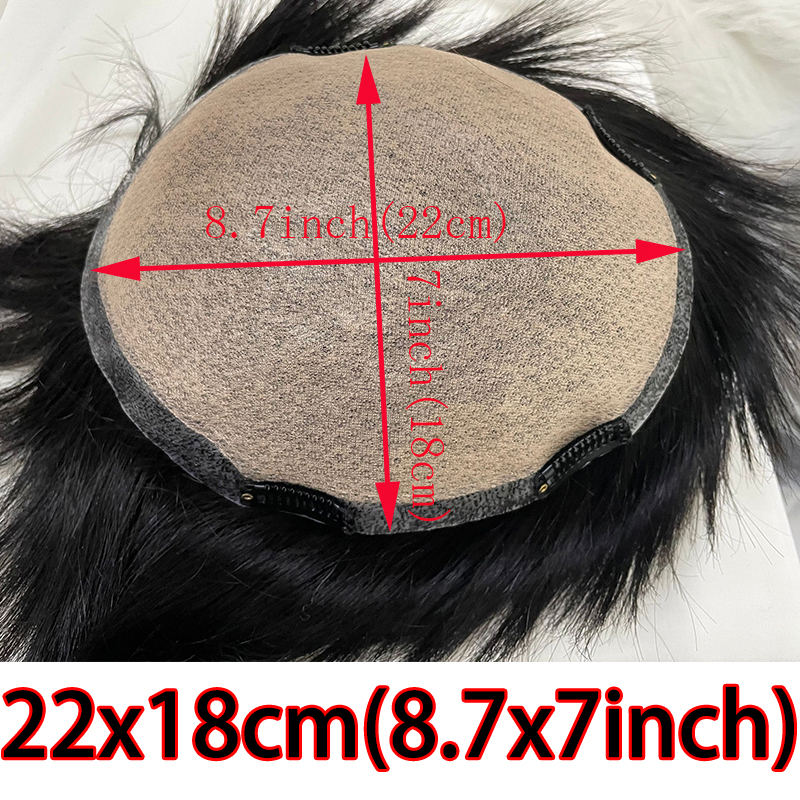 Cut About 3inch Silk Base Toupee For Men Hair Piece Toupee 130%Density Men Wigs Human Hair Toupee Silk Base Clip 1B