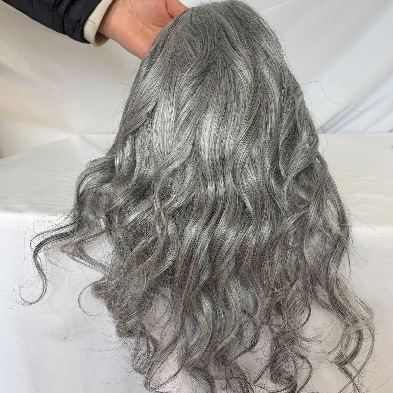 Toupee for Men Mono Base with PU Lace Front European Human Hair System 1B80 Gray Hair (20% Natural Human Hair with 80% Synthetic Grey Hair) 10x8 Inch Cap Base Size