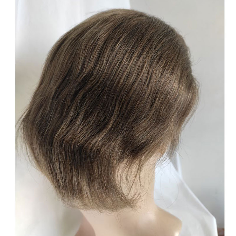 Men Hairpiece Real French Lace Human Hair Replacement for Men Wig Thin Skin Men's Toupee #6 Color Toupee For Men Human Hair