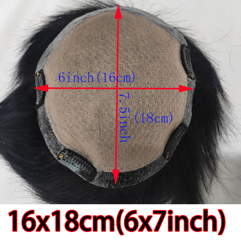 Cut About 3inch Silk Base Toupee For Men Hair Piece Toupee 130%Density Men Wigs Human Hair Toupee Silk Base Clip 1B