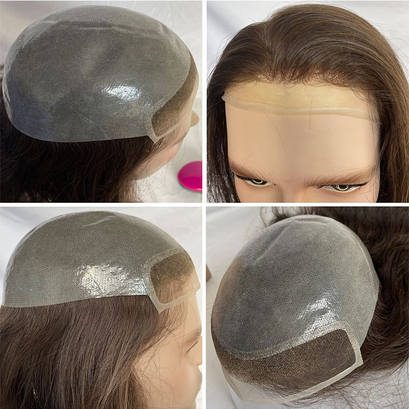 Men’s Toupee Soft Thin Skin PU whit Lace Frontal 10x8inch Hair Replacement for Men's Hairpiece 100% European Human Hair Pieces for Man #3 Color