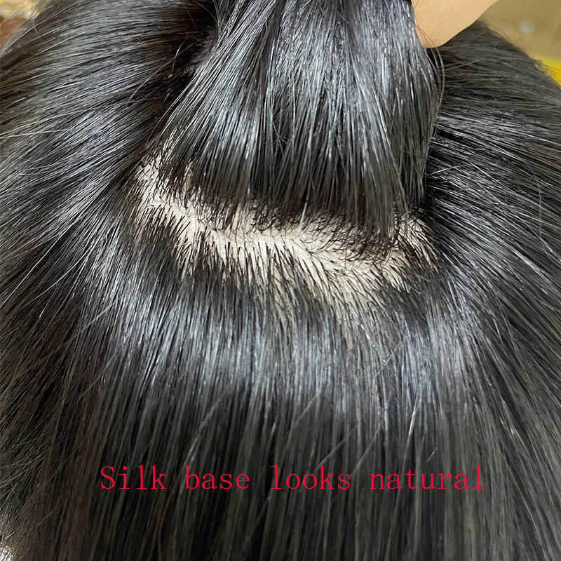 Cut About 3inch Silk Base Toupee For Men Hair Piece Toupee 130%Density Men Wigs Human Hair Toupee Silk Base Clip 1B