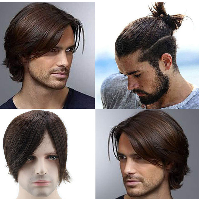 Men Wigs Human Hair Piece For Men’s Toupee Ultra Transparent Thin Skin PU Replacement Hair Pieces 10”x8” Base Size #21 Color