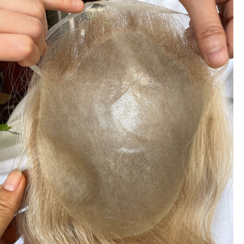 Voloria Human Hair Toupee for Men PU Skin Lace Front Hair Men Wigs Toupee French Lace Front PU V-looped Hair Systems for Men 8x10 Inch 22# color