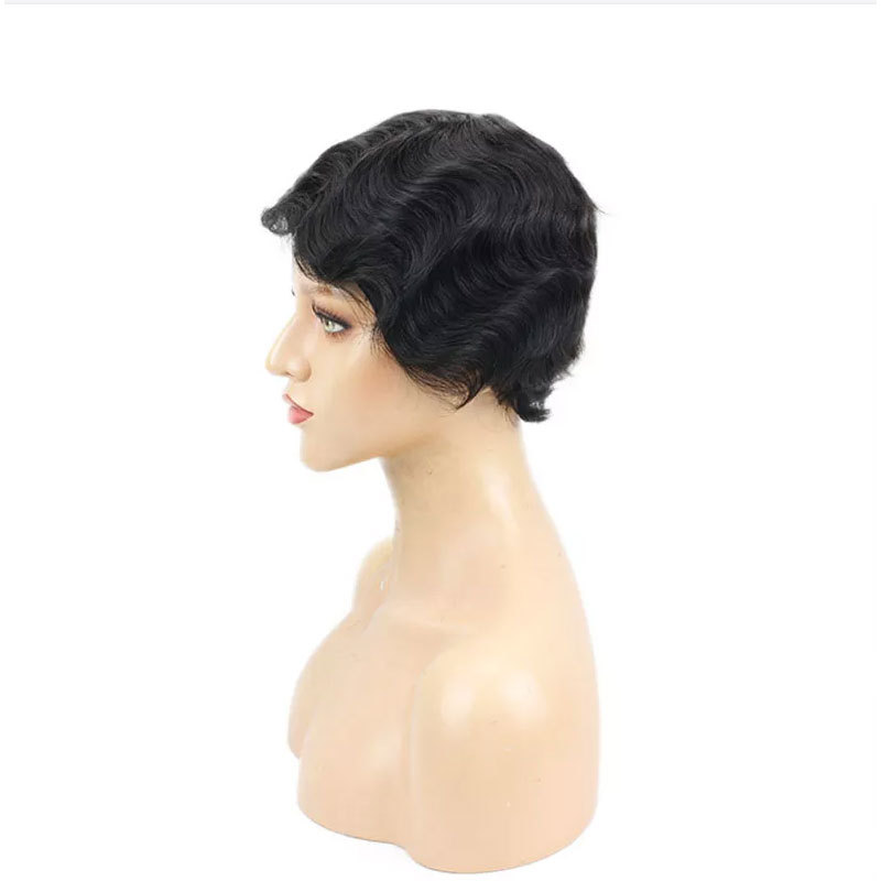Voloriahair Ocean Wave Short Human Hair Wigs Natural Looking Full Machine Made None Lace Replacement Wig for Women