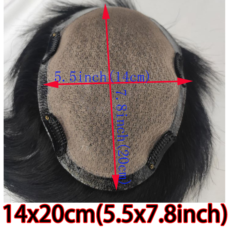 Cut About 3inch Silk Base Toupee For Men Hair Piece Toupee 130%Density Men Wigs Human Hair Toupee Silk Base Clip 1B