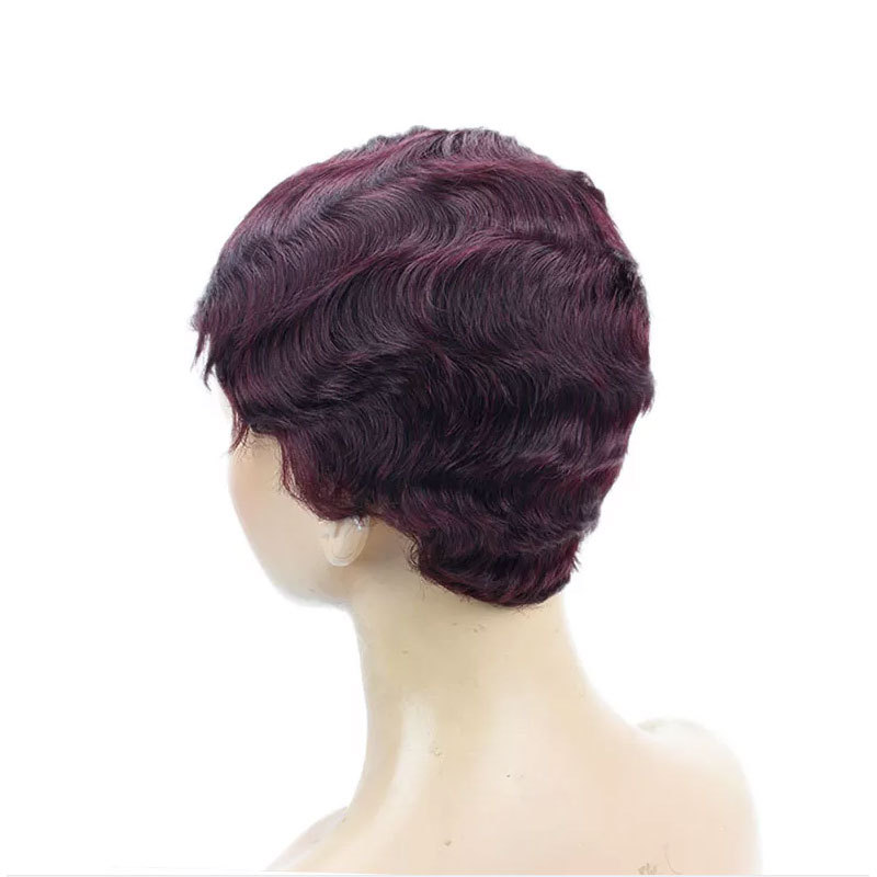 Voloriahair Ocean Wave Short Human Hair Wigs Natural Looking Full Machine Made None Lace Replacement Wig for Women
