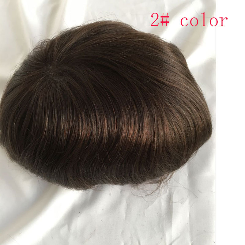 Men's Toupee Color 1B Human Hair with 80% Grey Synthetic Grey Hair Wig For Men Super Thin Skin Hair Replacement Whole PU Around