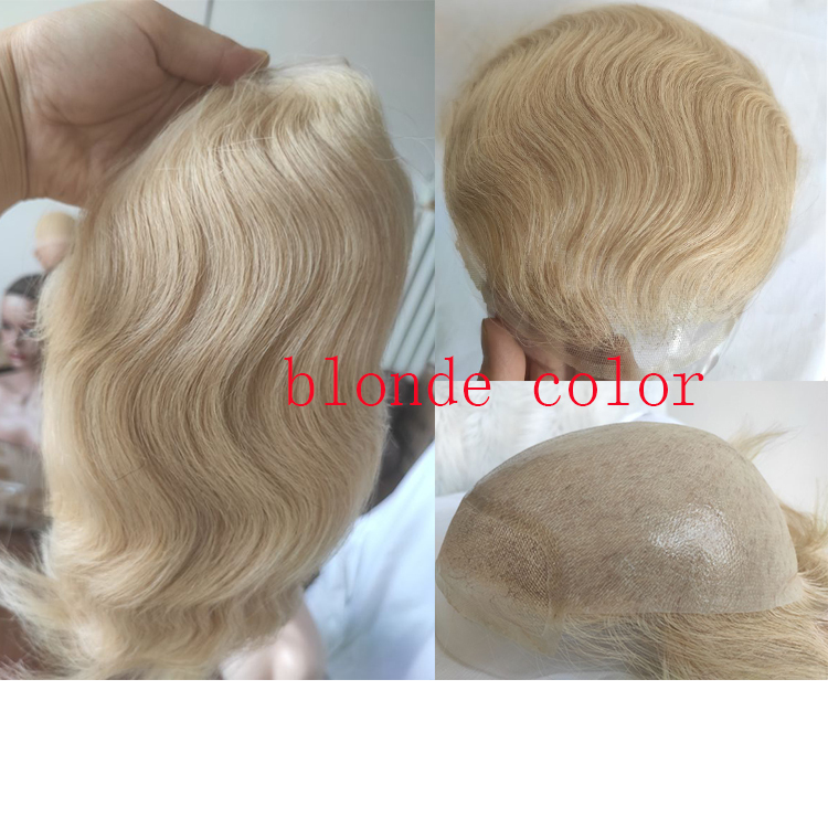 Voloria Human Hair Toupee for Men PU Skin Lace Front Hair Men Wigs Toupee French Lace Front PU V-looped Hair Systems for Men 8x10 Inch 22# color
