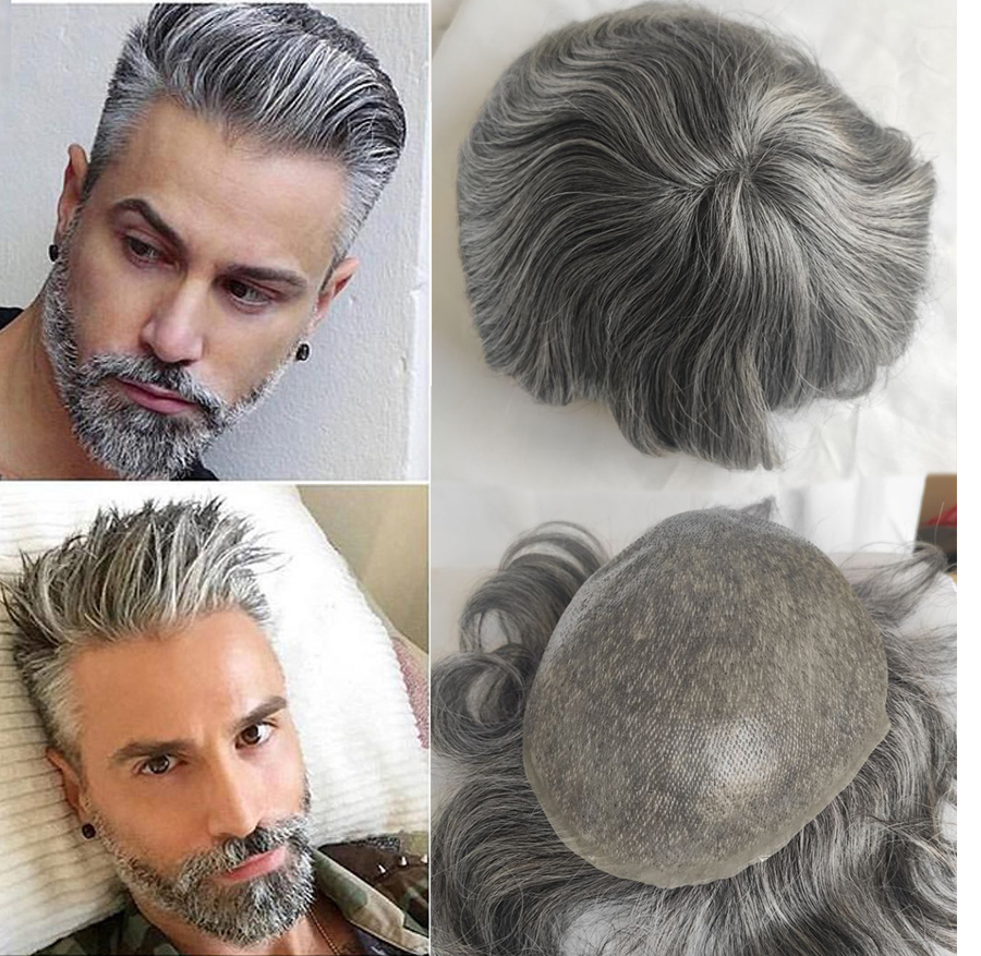 Men Wigs Human Hair Piece For Men’s Toupee Ultra Transparent Thin Skin PU Replacement Hair Pieces 10”x8” Base Size #21 Color