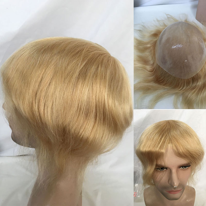 Men Wigs Human Hair Piece For Men’s Toupee Ultra Transparent Thin Skin PU Replacement Hair Pieces 10”x8” Base Size #21 Color