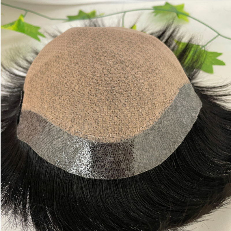 Cut About 3inch Silk Base Toupee For Men Hair Piece Toupee 130%Density Men Wigs Human Hair Toupee Silk Base Clip 1B
