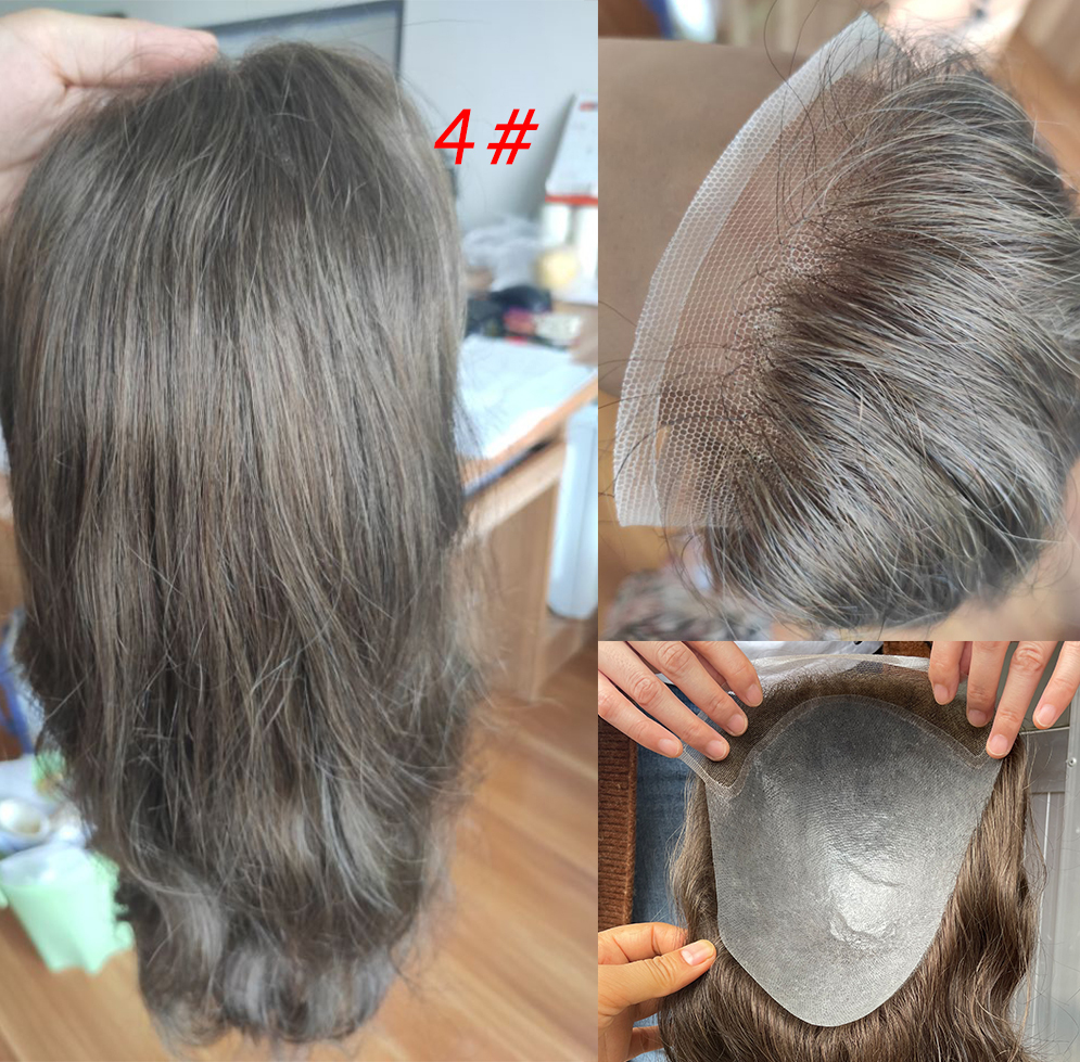 Men’s Toupee Soft Thin Skin PU whit Lace Frontal 10x8inch Hair Replacement for Men's Hairpiece 100% European Human Hair Pieces for Man #3 Color
