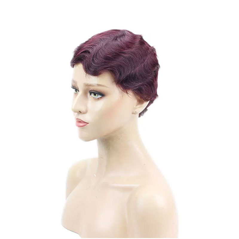 Voloriahair Ocean Wave Short Human Hair Wigs Natural Looking Full Machine Made None Lace Replacement Wig for Women
