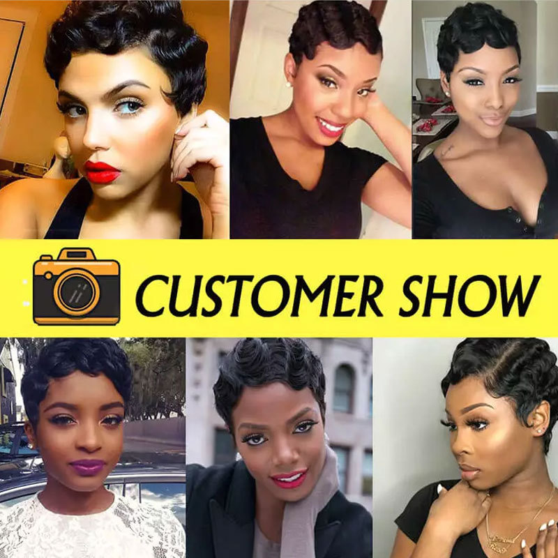 Voloriahair Ocean Wave Short Human Hair Wigs Natural Looking Full Machine Made None Lace Replacement Wig for Women