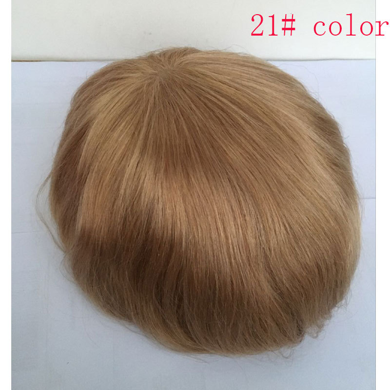 Men Wigs Human Hair Piece For Men’s Toupee Ultra Transparent Thin Skin PU Replacement Hair Pieces 10”x8” Base Size #21 Color