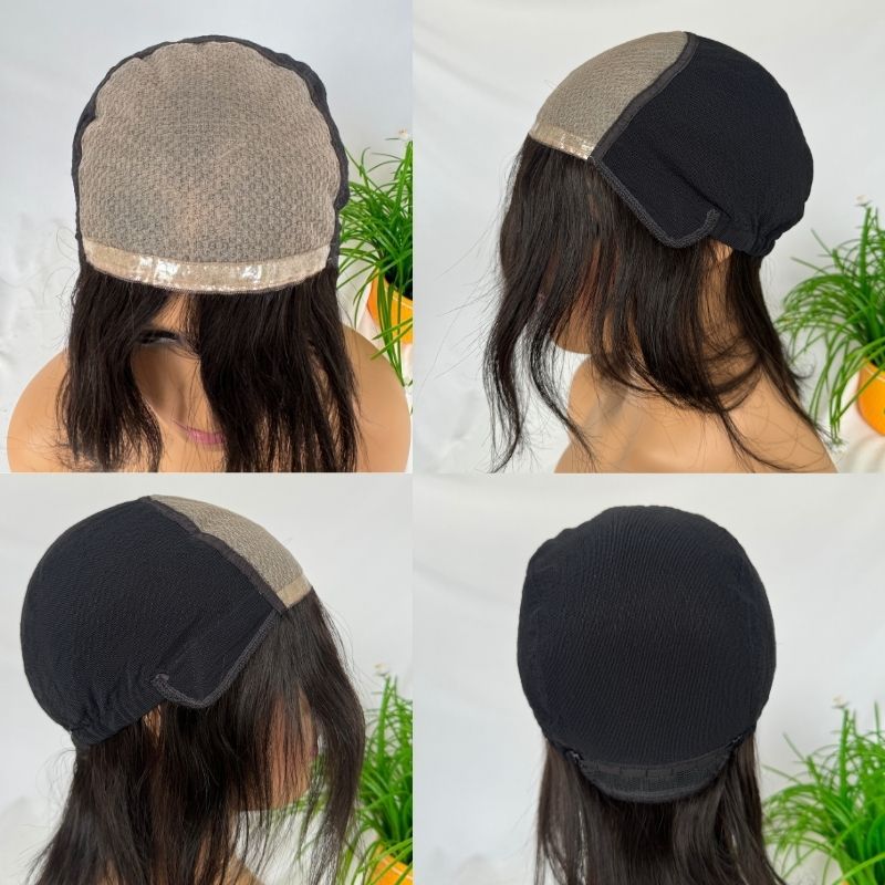 Voloria Women Toupee 5x5 Silk Base Wig for Women 100% Cambodian Human Hair Wigs Glueless Natural Black Wigs 6-7 Inch