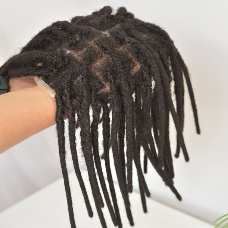 12inch Swiss Lace Base Afro Dreadlock Extensions Toupee For Men And Women 0.6cm Loc Extensions Human Hair System Dreadlock Men Toupee