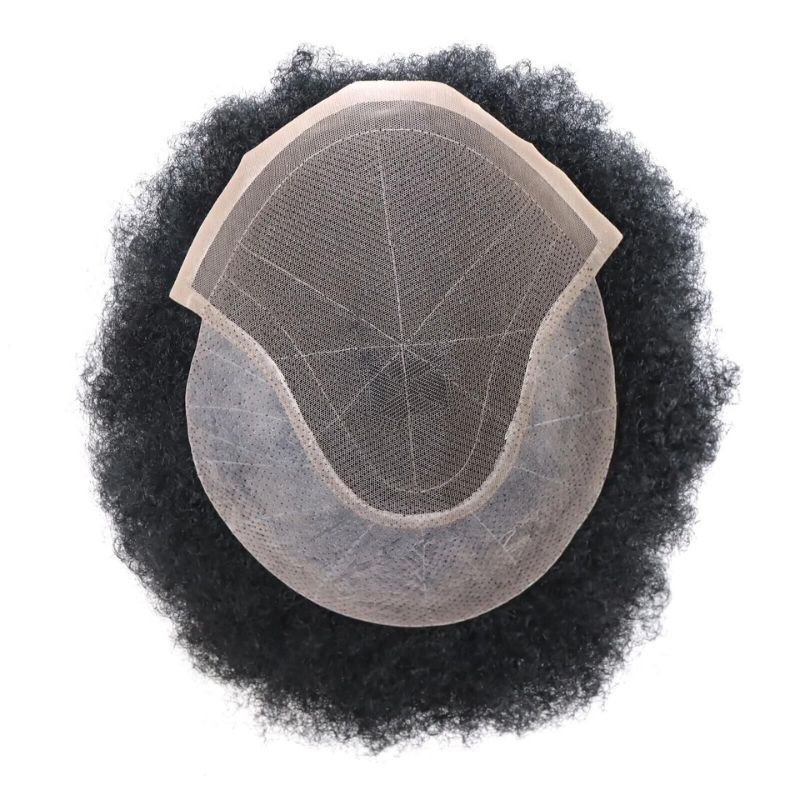 Men's Hair Afro Men's Toupee Wig 360 Wave Hairpiece 100% Human Hair Replacement Toupee for African American 10x8 Base Size 1B Color