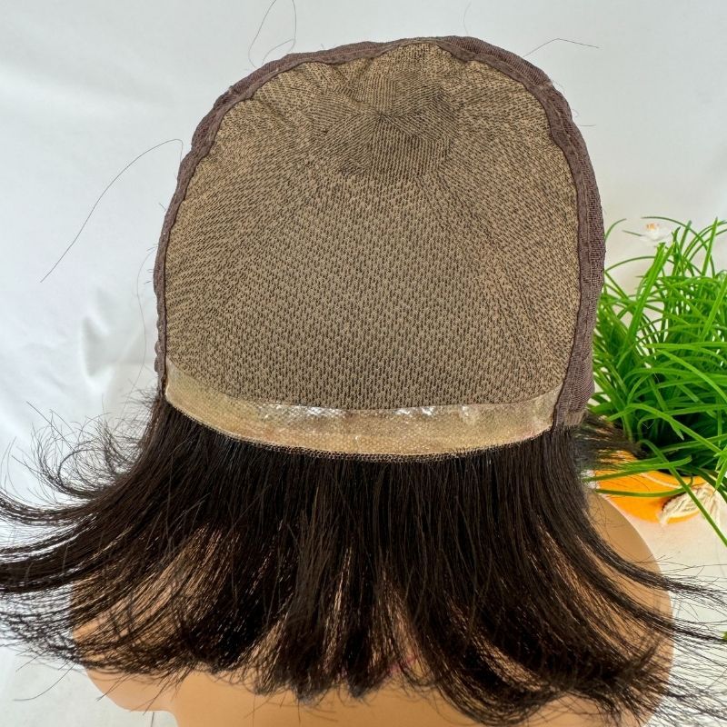 Voloria Women Toupee 5x5 Silk Base Short Wig for Women 100% Cambodian Human Hair Wigs Glueless Natural Black Wigs Short Style