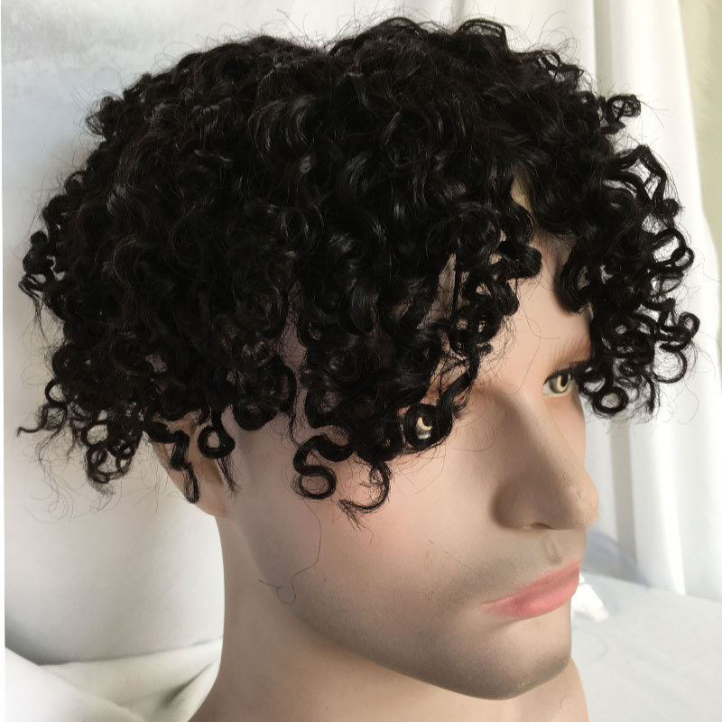 Afro Kinky Curly Human Hair Toupee for Men - French Lace Base, 10x8 in Hair Replacement System