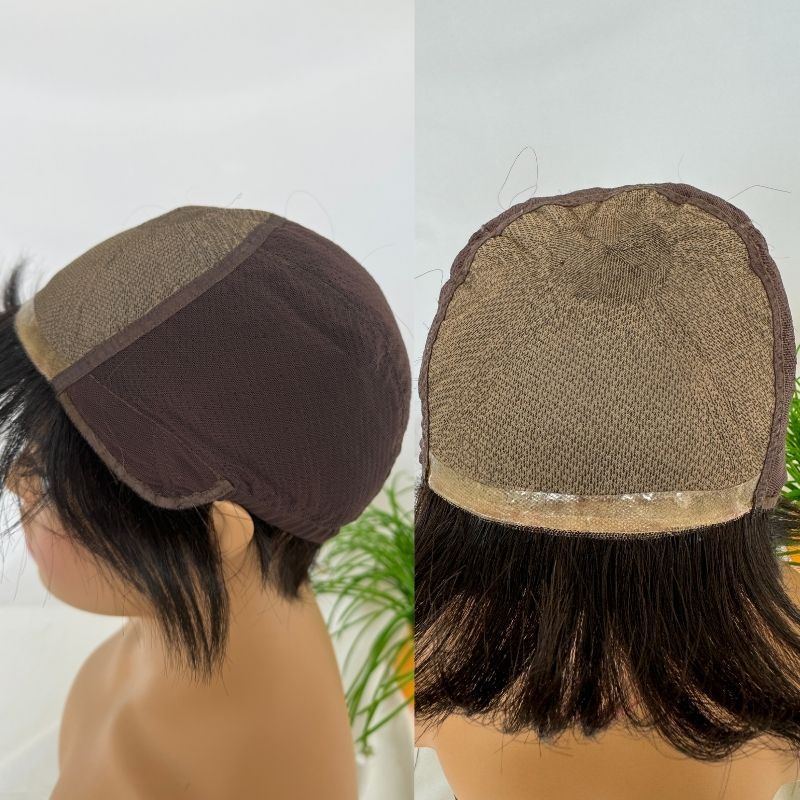 Voloria Women Toupee 5x5 Silk Base Short Wig for Women 100% Cambodian Human Hair Wigs Glueless Natural Black Wigs Short Style